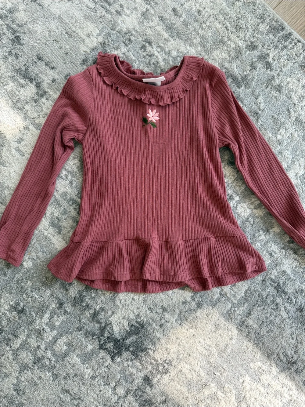 Little Lass Mauve Ribbed Long Sleeve Top and Leggings Set - Picture 2 of 2
